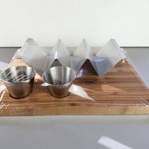 Taco Holder with 2 Cups & Bamboo Serving / Cutting Board